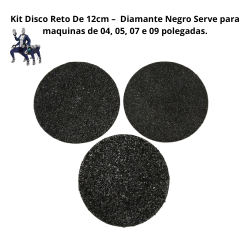 Kit Disco Reto De 12cm –  Diamante Negro Serve para maquinas de 04, 05, 07 e 09 polegadas.