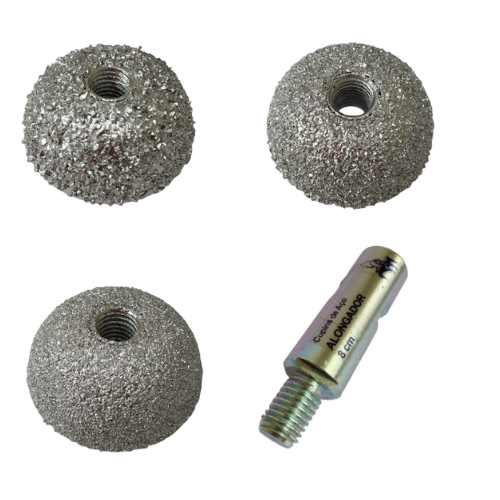 Kit Cogumelo 6 cm Grão 16, 36 e 60 + Alongador 9 cm